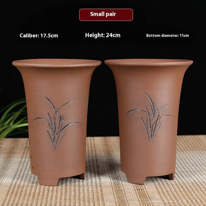 Oversized Purple Sand Orchid Pots Stone Floor Planter Collection