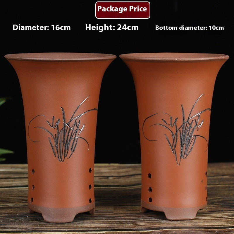 Oversized Purple Sand Orchid Pots Stone Floor Planter Collection