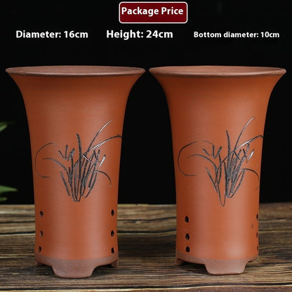 Oversized Purple Sand Orchid Pots Stone Floor Planter Collection