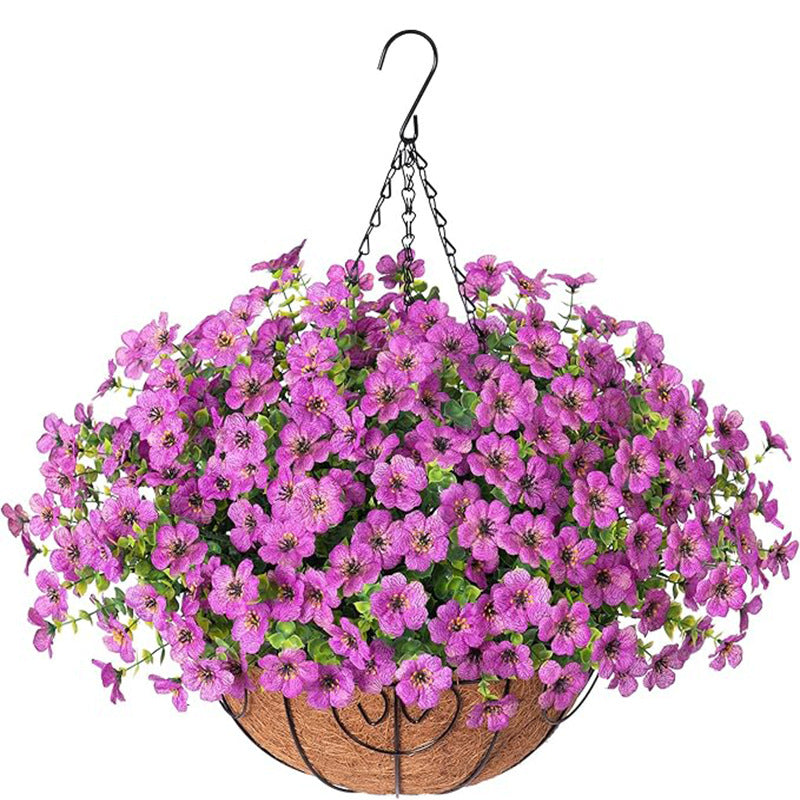 Outdoor Hanging Basket with Artificial Flowers for Garden Decoration